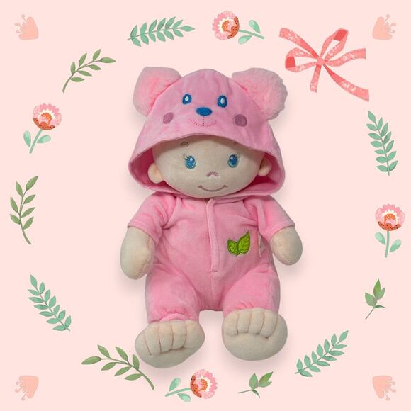 June Garden 12" Sweet Dolly Frida Stuffed Ultra Soft Baby Bear Doll Pink Outfit - Picture 1 of 16